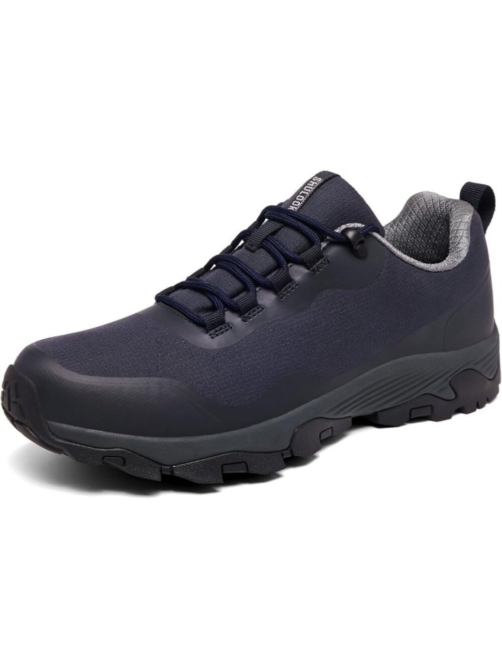 Men's Navy Trekking Shoes Low Top Round Toe Non Slip Zipper Hiking Boots